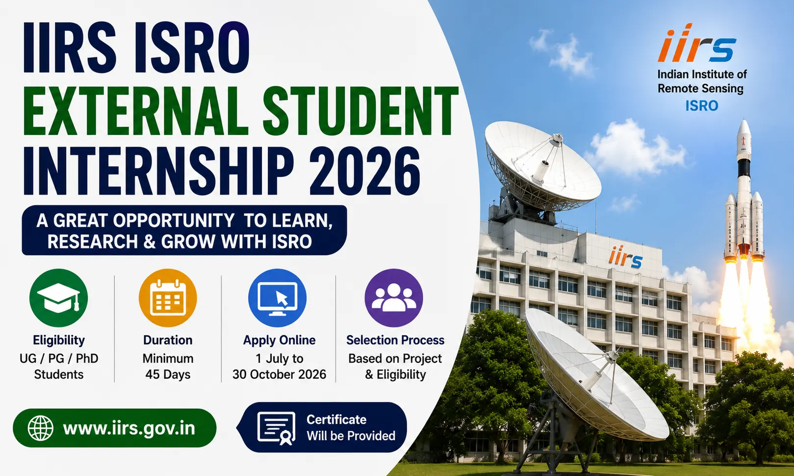 IIRS ISRO External Student Internship 2026