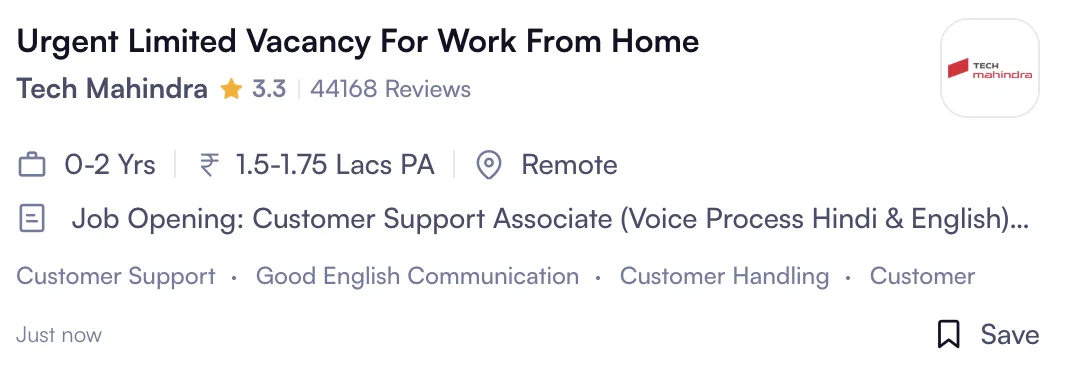 Tech Mahindra Work From Home Jobs 2026